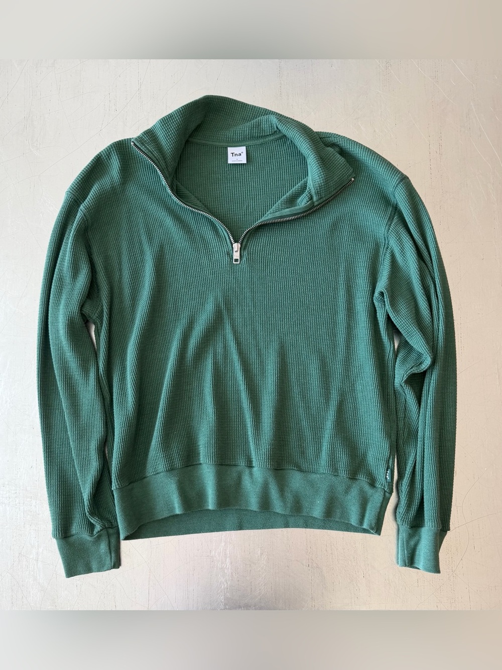 TNA Women's Waffle Quarter-Zip Pullover - Green